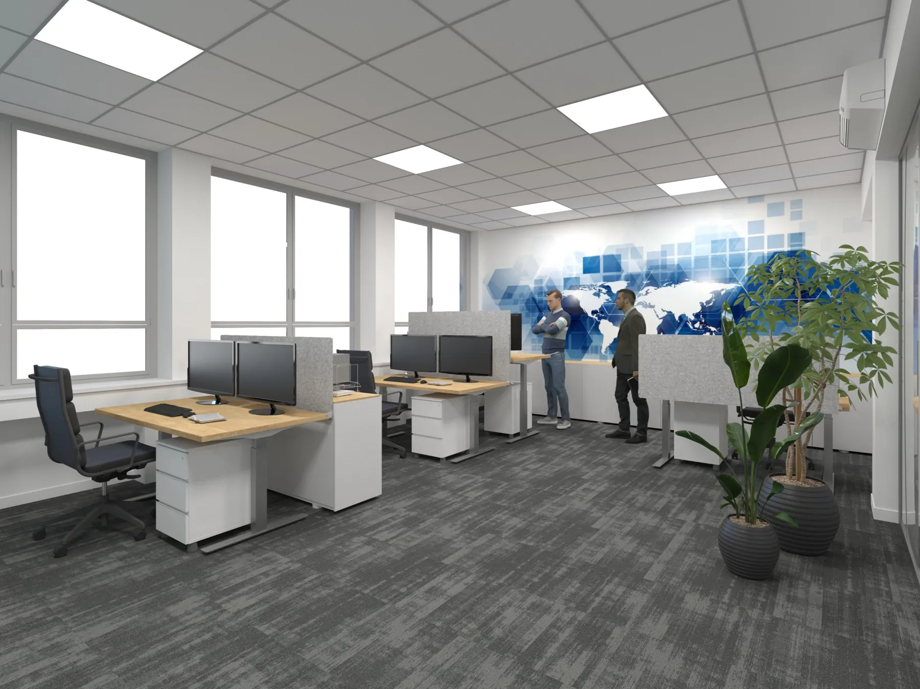 3D-Visualisierung der Mitarbeiterbüros bei KOCH Solutions in St. Ingbert